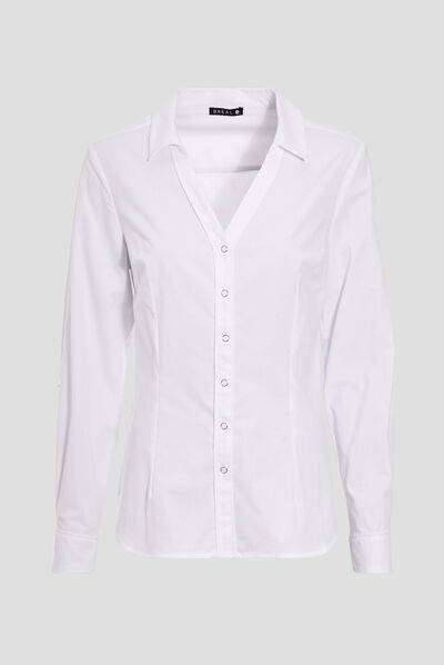 Chemise manches longues ecru femme