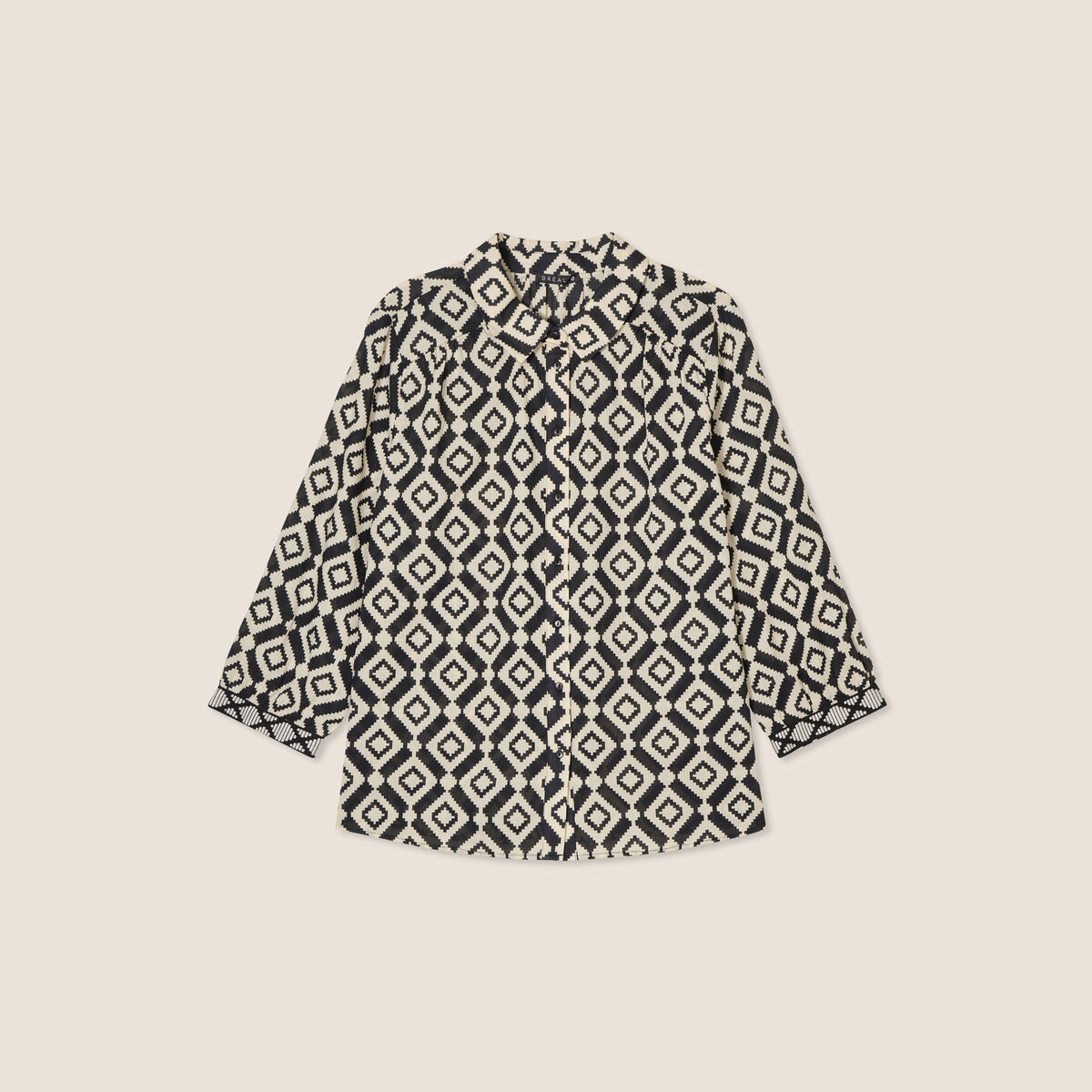 Chemise manches 3/4 noir femme