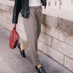 Pantalon mom 7/8&egrave;me beige femme