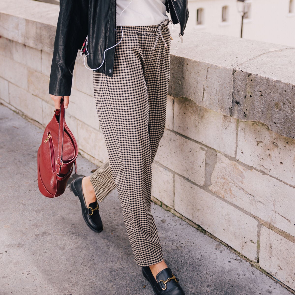 Pantalon mom 7/8&egrave;me beige femme