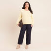 Gilet manches longues col rond jaune pastel femme