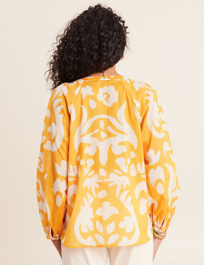 Blouse manches longues jaune moutarde femme