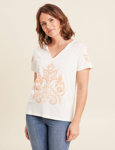 Top col tunisien ecru femme