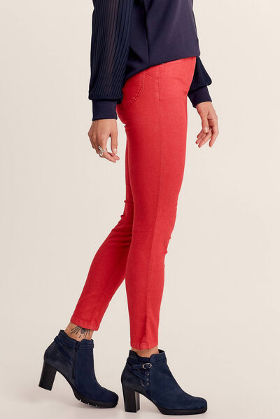 Pantalon léger taille standard 7/8ème rouge femme