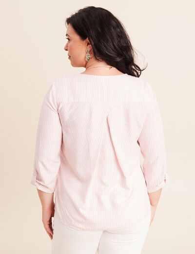 blouse fluide manches 3/4 rose femme