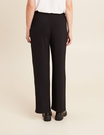 Pantalon large taille haute noir femme