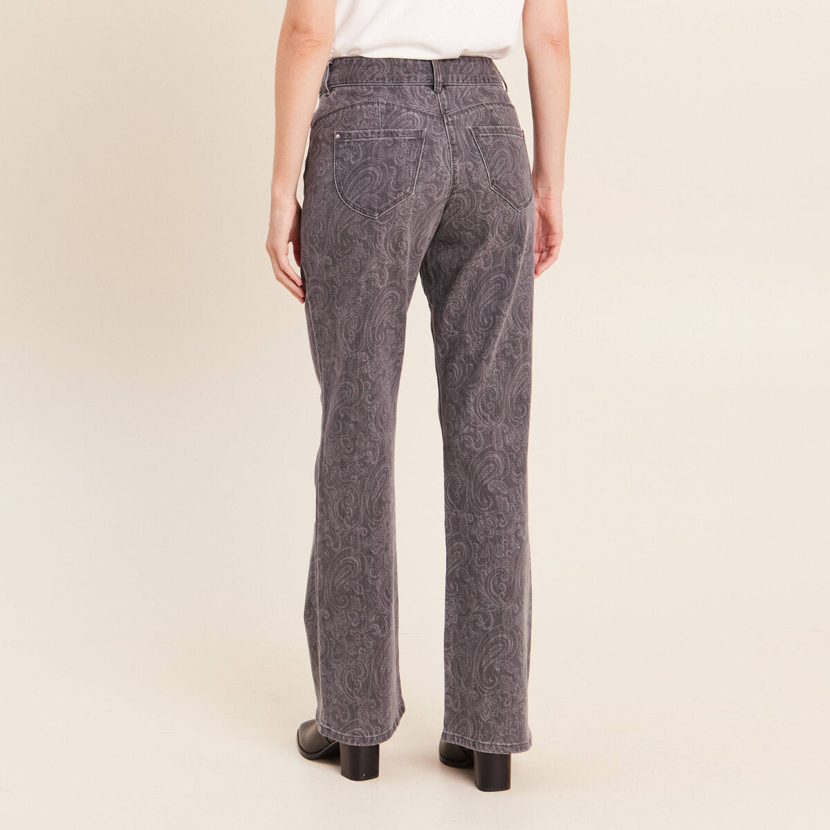 Jean bootcut longueur standard denim gris femme