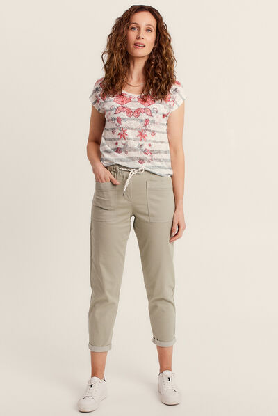 T-shirt manches courtes ecru femme