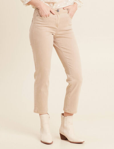Jean coupe droite 7/8&egrave;me denim beige femme