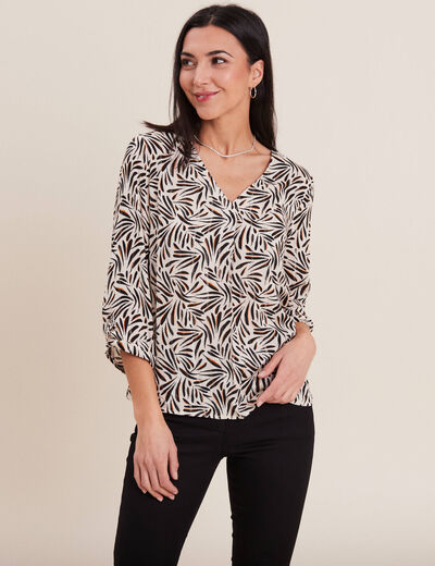 Blouse manches 3/4 noir femme