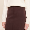 Jupe longue droite en maille marron fonc&eacute; femme