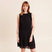 Robe pliss&eacute;e sans manches col rond noir femme
