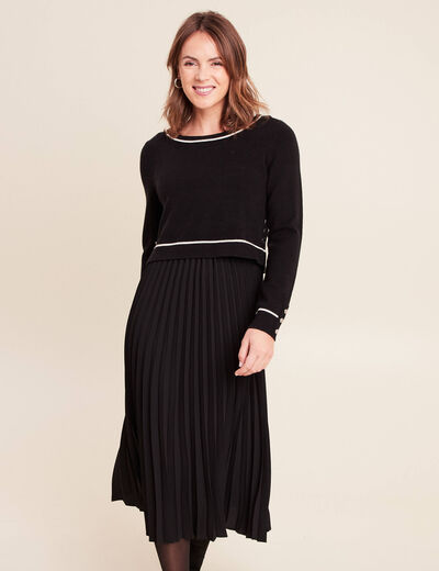 Robe longue &eacute;vas&eacute;e 2 en 1 noir femme