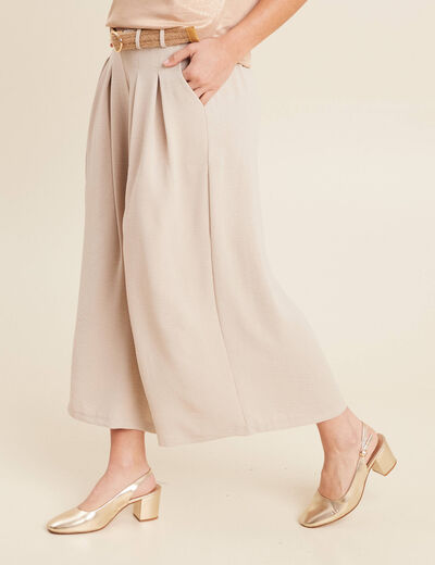 Pantalon jupe-culotte large gris clair femme