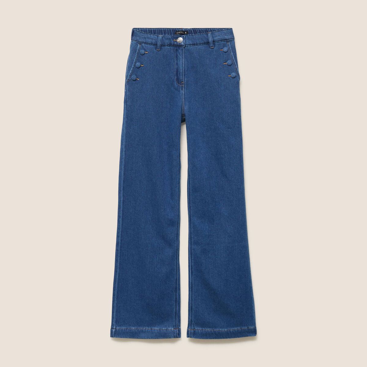 Jean large taille haute denim stone femme
