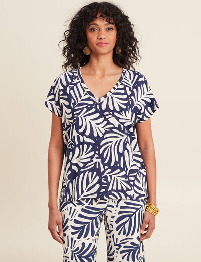 T-shirt manches courtes bleu femme
