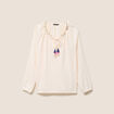 Blouse col tunisien manches longues ecru femme