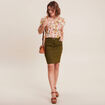 Jupe droite vert olive femme
