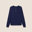 Gilet droit mi-long manches longues bleu marine femme
