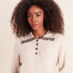 Pull droit manches longues beige femme