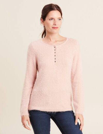 Pull manches longues vieux rose femme
