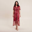 Robe longue portefeuille rose cerise femme