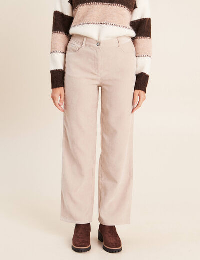Jean taille haute en velours sable femme