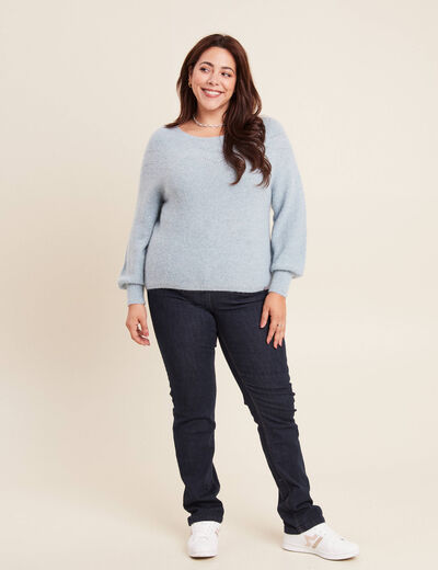 Jean coupe droite taille haute denim brut femme