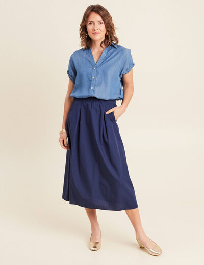 Chemise manches courtes denim double stone femme