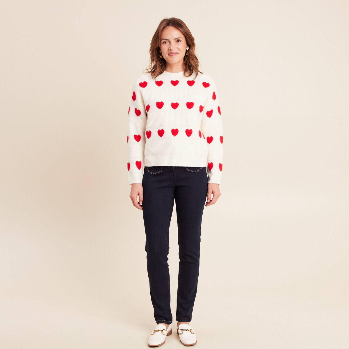 Jean ajust&eacute; taille haute longue denim brut femme
