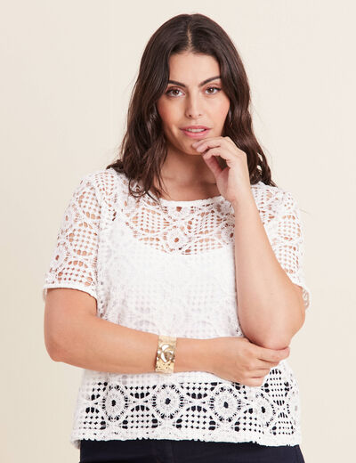 T-shirt manches courtes ecru femme