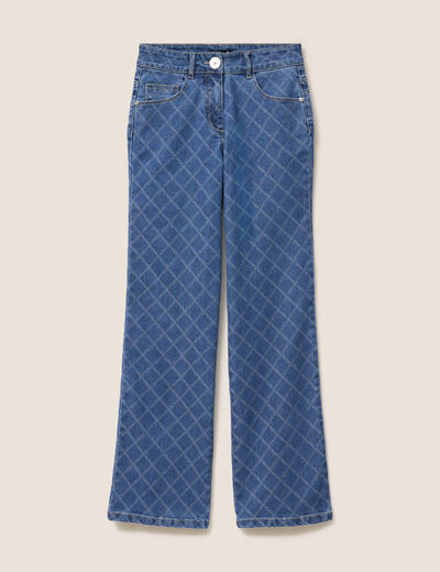 Jean coupe droite jacquard denim stone femme