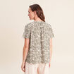 Blouse col v manches courtes fluide vert femme