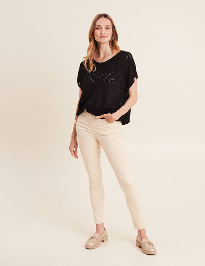 Pull manches courtes noir femme
