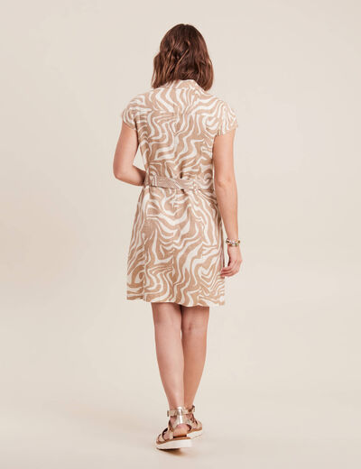 Robe droite zippée beige femme