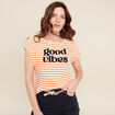 T-shirt manches courtes orange abricot femme