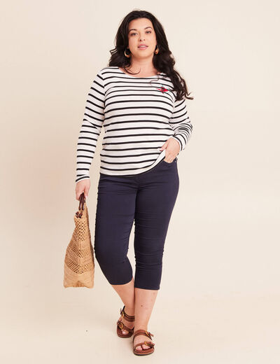 Pantacourt magique Le L&eacute;ger coupe droite bleu marine femme