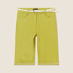 Bermuda ajusté ceinturé vert olive femme