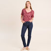 T-shirt col V manches courtes rose femme