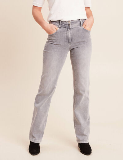 Jean taille haute denim gris clair femme