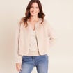 Veste manches longues fausse fourrure sable femme
