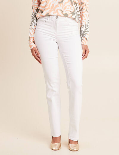 Jean coupe droite taille haute blanc femme