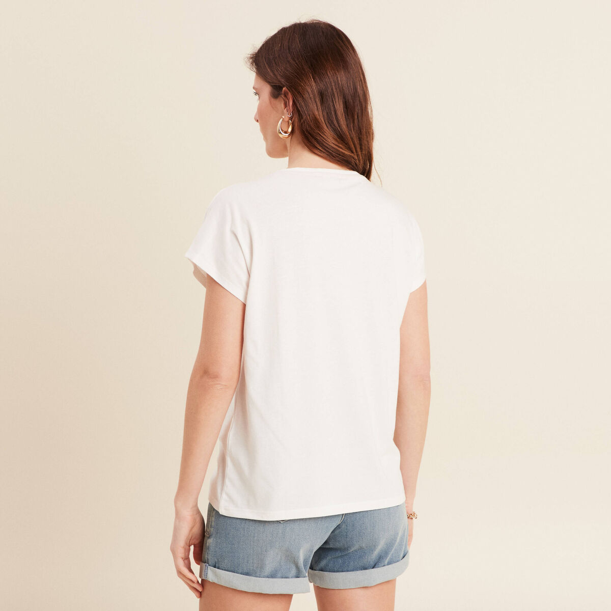 T-shirt manches courtes ecru femme