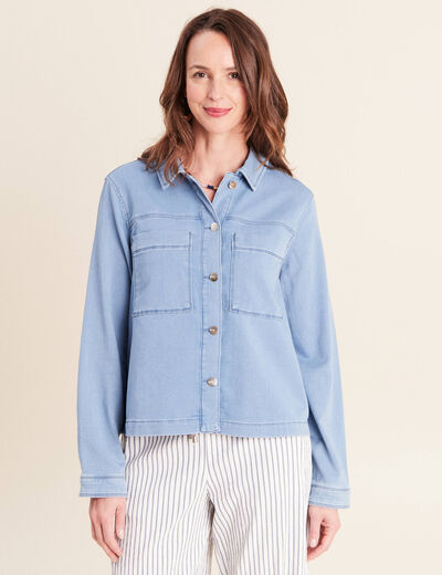 Veste jean manches longues denim bleach femme