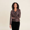 Veste esprit motard zippée marron foncé femme