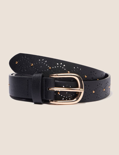 Ceinture fine ajour&eacute;e noir femme