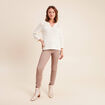 Pull col tunisien manches 3/4 ecru femme