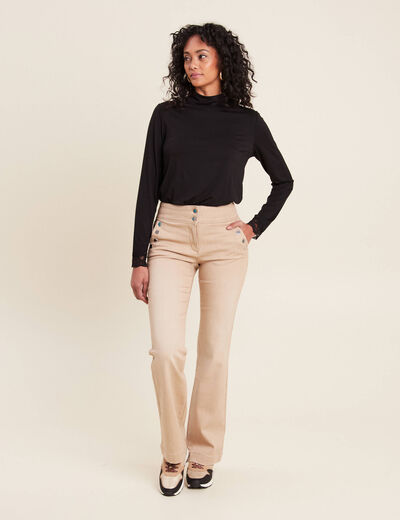 Jean coupe bootcut taille haute sable femme