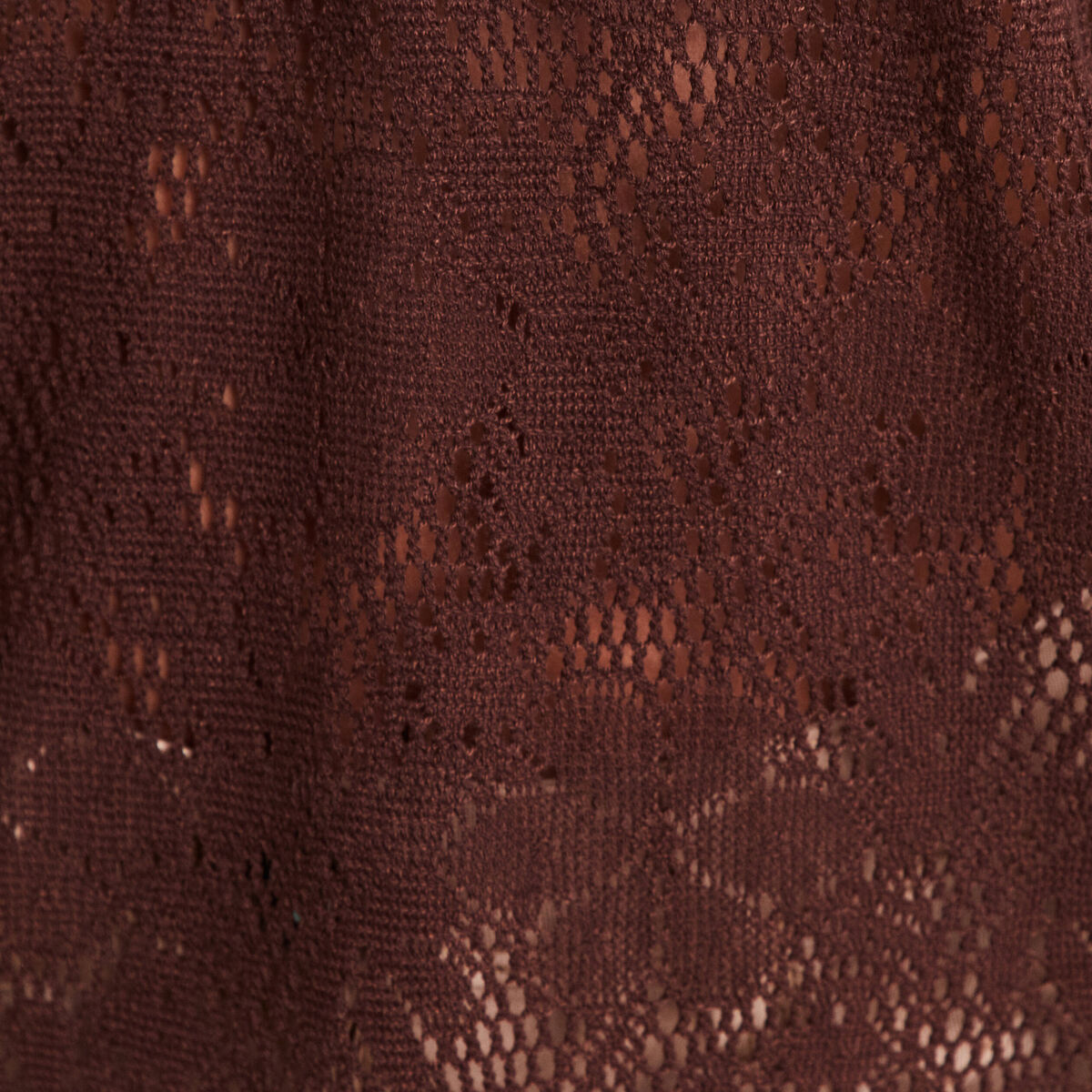Polo manches 3/4 aspect dentelle marron fonc&eacute; femme