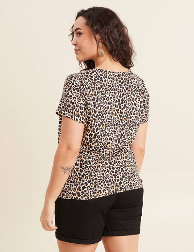 T-shirt manches courtes beige femme